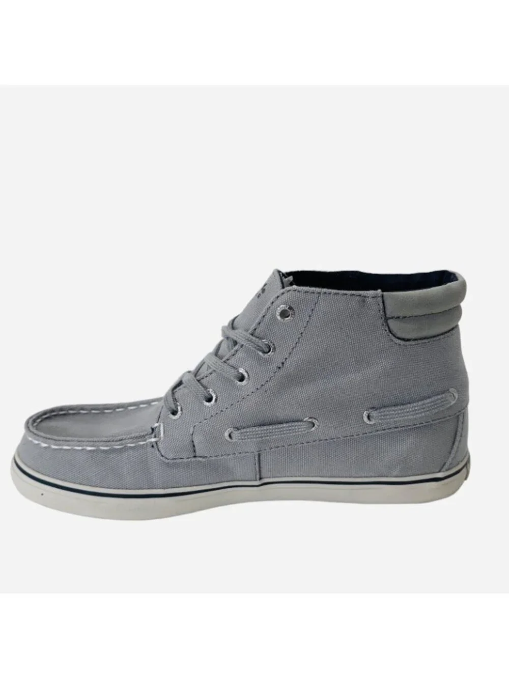 Sperry Top Sider Canvas Sneaker Women 7.5 Lace Up Hi Top Venice Sky Gray